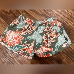 Patagonia Floral Athletic Shorts - Green and Orange
